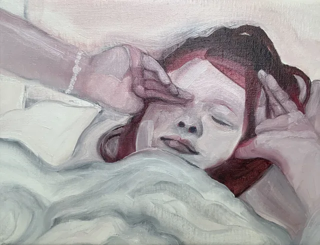Origineel olieverfschilderij op doek van 22 x 28 cm in houten baklijst