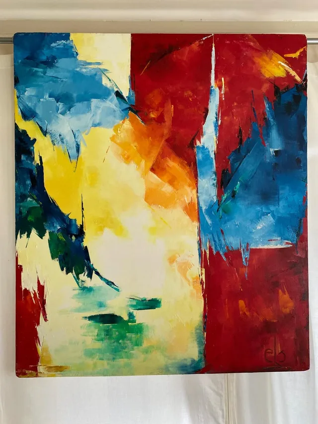 Rood abstract schilderij van Els van Eck