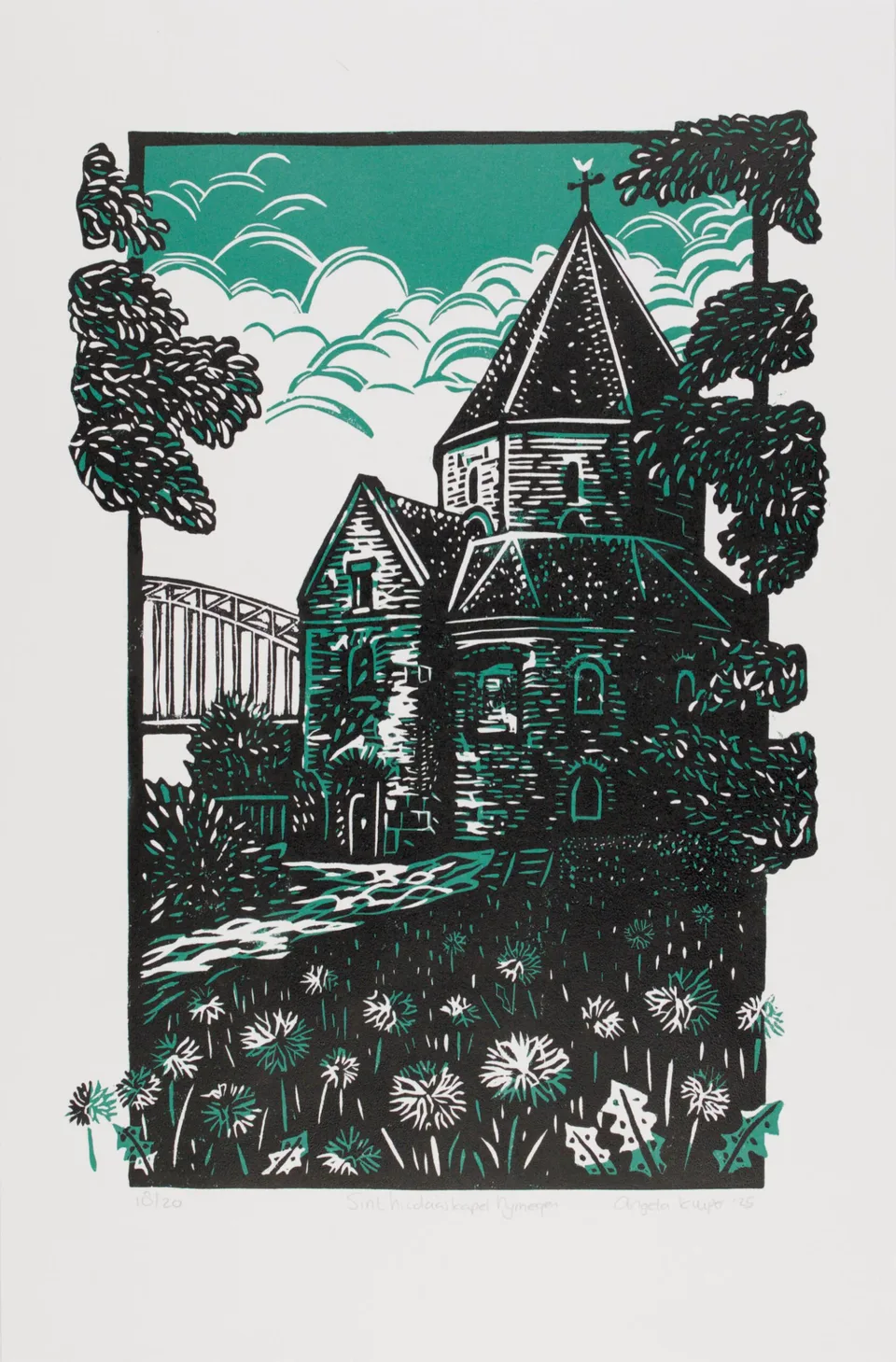 Sint Nicolaaskapel Nijmegen Linoprint