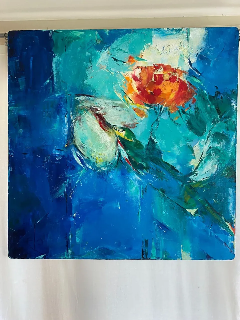 Blauw abstract schilderij van Els van Eck